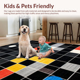 Ultra Soft Area Rug, Non Slip, Stain Resistant, Washable Area Rugs for Living Room, Bedroom, Playful Monochrome Geometric Design(Black)