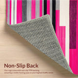 Ultra Soft Area Rug, Non Slip, Stain Resistant, Washable Area Rugs for Living Room, Bedroom, Striking Minimalist Graphic Lines(Pink)