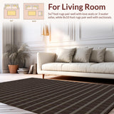 Ultra Soft Area Rug, Non Slip, Stain Resistant, Washable Area Rugs for Living Room, Bedroom, Elegant Textured Tartan Appeal(Brown)