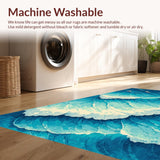 Ultra Soft Area Rug, Non Slip, Stain Resistant, Washable Area Rugs for Living Room, Bedroom, Coastal Blue Ocean Wave Living Room Rug(Blue)