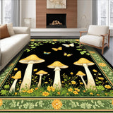 Ultra Soft Area Rug, Non Slip, Stain Resistant, Washable Area Rugs for Living Room, Bedroom, Artful Black and Green Elements(Yellow)