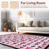 Ultra Soft Area Rug, Non Slip, Stain Resistant, Washable Area Rugs for Living Room, Bedroom, Charming Floral Daisy Arrangement(Pink)