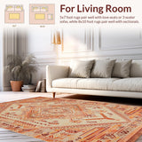 Ultra Soft Area Rug, Non Slip, Stain Resistant, Washable Area Rugs for Living Room, Bedroom, Artful Tiled Rustic Visuals(Orange)