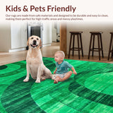 Ultra Soft Area Rug, Non Slip, Stain Resistant, Washable Area Rugs for Living Room, Bedroom, Dynamic Fuzzy Gem Tones(Green)