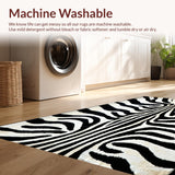 Ultra Soft Area Rug, Non Slip, Stain Resistant, Washable Area Rugs for Living Room, Bedroom, Safari Zebra Print Bedroom Faux Suede Area Rug(Black)