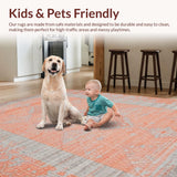 Ultra Soft Area Rug, Non Slip, Stain Resistant, Washable Area Rugs for Living Room, Bedroom, Transitional Striped Pastel Elegance(Orange)