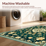 Ultra Soft Area Rug, Non Slip, Stain Resistant, Washable Area Rugs for Living Room, Bedroom, Distressed Dark Green Bedroom Vintage Accent Rug(Green)