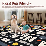 Ultra Soft Area Rug, Non Slip, Stain Resistant, Washable Area Rugs for Living Room, Bedroom, Stylish Graphic Dice Arrangement(Black)