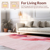 Ultra Soft Area Rug, Non Slip, Stain Resistant, Washable Area Rugs for Living Room, Bedroom, Aesthetic Bow Silhouette Rug with Satin Ribbon Elements and Dotted Borders(Pink)