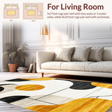 Ultra Soft Area Rug, Non Slip, Stain Resistant, Washable Area Rugs for Living Room, Bedroom, Trendy Dynamic Spiral Artwork(Yellow)