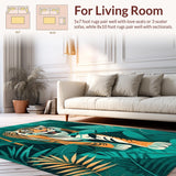 Ultra Soft Area Rug, Non Slip, Stain Resistant, Washable Area Rugs for Living Room, Bedroom, Artistic Abstract Jungle Print(Orange)