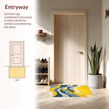 Ultra Soft Area Rug, Non Slip, Stain Resistant, Washable Area Rugs for Living Room, Bedroom, Elegant Distressed Geometric Aesthetic(Yellow)