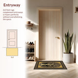 Ultra Soft Area Rug, Non Slip, Stain Resistant, Washable Area Rugs for Living Room, Bedroom, Bold Celtic Artful Representation(Gold)