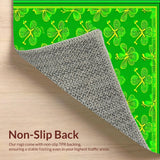 Ultra Soft Area Rug, Non Slip, Stain Resistant, Washable Area Rugs for Living Room, Bedroom, Rustic Textured Lucky Leaf Design(Green)