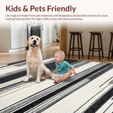 Ultra Soft Area Rug, Non Slip, Stain Resistant, Washable Area Rugs for Living Room, Bedroom, Graphic Modern Striped Rug With Alternating Thick And Thin Black White Lines(Black)