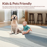 Ultra Soft Area Rug, Non Slip, Stain Resistant, Washable Area Rugs for Living Room, Bedroom, Modern Coastal Stripe Area with Wave Inspired Bluish Gray and Beige Lines(Gray)