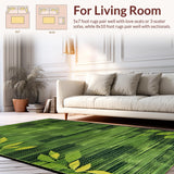 Ultra Soft Area Rug, Non Slip, Stain Resistant, Washable Area Rugs for Living Room, Bedroom, Cottagecore Leafy Nature Motif(Green)