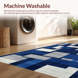 Ultra Soft Area Rug, Non Slip, Stain Resistant, Washable Area Rugs for Living Room, Bedroom, Artistic Square Grid Arrangement(Blue)