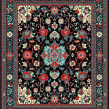 Ultra Soft Area Rug, Non Slip, Stain Resistant, Washable Area Rugs for Living Room, Bedroom, Chic Teal Ogee Design(Black)