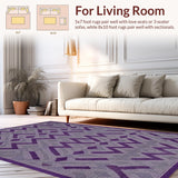 Ultra Soft Area Rug, Non Slip, Stain Resistant, Washable Area Rugs for Living Room, Bedroom, Funky Modern Lattice Arrangement(Purple)