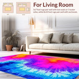 Ultra Soft Area Rug, Non Slip, Stain Resistant, Washable Area Rugs for Living Room, Bedroom, Colorful Fluffy Modern Artistry(Pink)