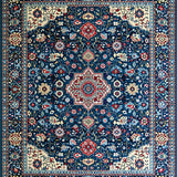 Ultra Soft Area Rug, Non Slip, Stain Resistant, Washable Area Rugs for Living Room, Bedroom, Eclectic Retro Floral Motif(Blue)
