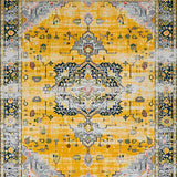 Ultra Soft Area Rug, Non Slip, Stain Resistant, Washable Area Rugs for Living Room, Bedroom, Rustic Earth Toned Geometric Motif(Yellow)