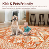 Ultra Soft Area Rug, Non Slip, Stain Resistant, Washable Area Rugs for Living Room, Bedroom, Vivid Herringbone Orange Aesthetic(Orange)