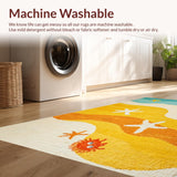 Ultra Soft Area Rug, Non Slip, Stain Resistant, Washable Area Rugs for Living Room, Bedroom, Kids Early Learning Ocean Animal Alphabet Number Play Carpet(Yellow)