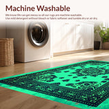 Ultra Soft Area Rug, Non Slip, Stain Resistant, Washable Area Rugs for Living Room, Bedroom, Green and Turquoise Meditation Space Easy Care Carpet(Blue)