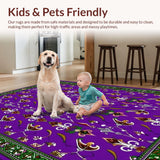 Ultra Soft Area Rug, Non Slip, Stain Resistant, Washable Area Rugs for Living Room, Bedroom, Playful Mardi Gras Color Palette(Purple)