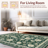 Ultra Soft Area Rug, Non Slip, Stain Resistant, Washable Area Rugs for Living Room, Bedroom, Elegant Summer Foliage Patterns(Green)