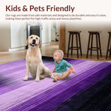 Ultra Soft Area Rug, Non Slip, Stain Resistant, Washable Area Rugs for Living Room, Bedroom, Dynamic Color-Shifted Geometric Motif(Purple)