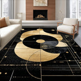 Ultra Soft Area Rug, Non Slip, Stain Resistant, Washable Area Rugs for Living Room, Bedroom, Contemporary Striking Pattern Fusion(Gold)