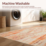 Low Pile Non Slip Neutral with Distressed Bohemian Design(Orange)