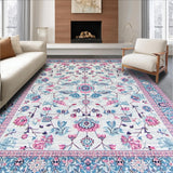Ultra Soft Area Rug, Non Slip, Stain Resistant, Washable Area Rugs for Living Room, Bedroom, Classic Coastal Pattern Harmony(White)