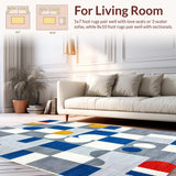Ultra Soft Area Rug, Non Slip, Stain Resistant, Washable Area Rugs for Living Room, Bedroom, Charming Tiled Game Aesthetic(Gray)