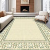 Ancient Scroll Area Sage Beige Artistic Swirl Design(Beige)