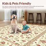 Ultra Soft Area Rug, Non Slip, Stain Resistant, Washable Area Rugs for Living Room, Bedroom, Rustic Beige Farmhouse Area Charming Floral Scroll Floor Decor(Beige)