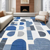 Ultra Soft Area Rug, Non Slip, Stain Resistant, Washable Area Rugs for Living Room, Bedroom, Abstract Braided Area Blue and Gray(Blue)