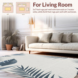 Ultra Soft Area Rug, Non Slip, Stain Resistant, Washable Area Rugs for Living Room, Bedroom, Sophisticated Outdoor Leaf Geometry(Gray)