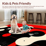 Ultra Soft Area Rug, Non Slip, Stain Resistant, Washable Area Rugs for Living Room, Bedroom, Contemporary Music-inspired Round Piece(Black)