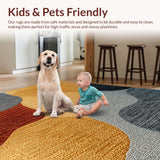 Ultra Soft Area Rug, Non Slip, Stain Resistant, Washable Area Rugs for Living Room, Bedroom, Modern Brown Gray Bedroom Plush Swirl Carpet(Gold)