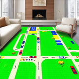 Ultra Soft Area Rug, Non Slip, Stain Resistant, Washable Area Rugs for Living Room, Bedroom, Vibrant Cityscape Educational Playmat(Green)
