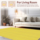 Ultra Soft Area Rug, Non Slip, Stain Resistant, Washable Area Rugs for Living Room, Bedroom, Bright Yellow Vintage Garden Motif(Yellow)