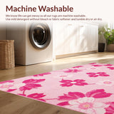 Ultra Soft Area Rug, Non Slip, Stain Resistant, Washable Area Rugs for Living Room, Bedroom, Lively Pink Nature Inspired Theme(Pink)