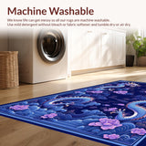 Ultra Soft Area Rug, Non Slip, Stain Resistant, Washable Area Rugs for Living Room, Bedroom, Whimsical Dragon Fantasy Motif(Blue)