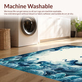 Ultra Soft Area Rug, Non Slip, Stain Resistant, Washable Area Rugs for Living Room, Bedroom, Fouiunler Octopus Maze Rug Runner Surreal Whale Illusion Ocean Graphic(Blue)