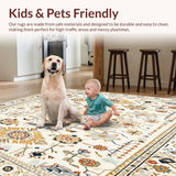 Ultra Soft Area Rug, Non Slip, Stain Resistant, Washable Area Rugs for Living Room, Bedroom, Elegant Beige Boho Rug for Living Room(Beige)