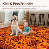 Ultra Soft Area Rug, Non Slip, Stain Resistant, Washable Area Rugs for Living Room, Bedroom, Contemporary Graphic Wildlife Art(Orange)